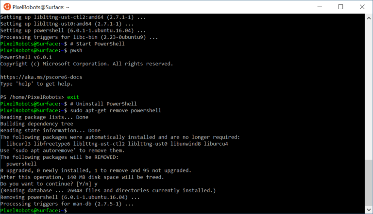 Install PowerShell Core on Windows Subsystem for Linux - Ubuntu 16.04 ...