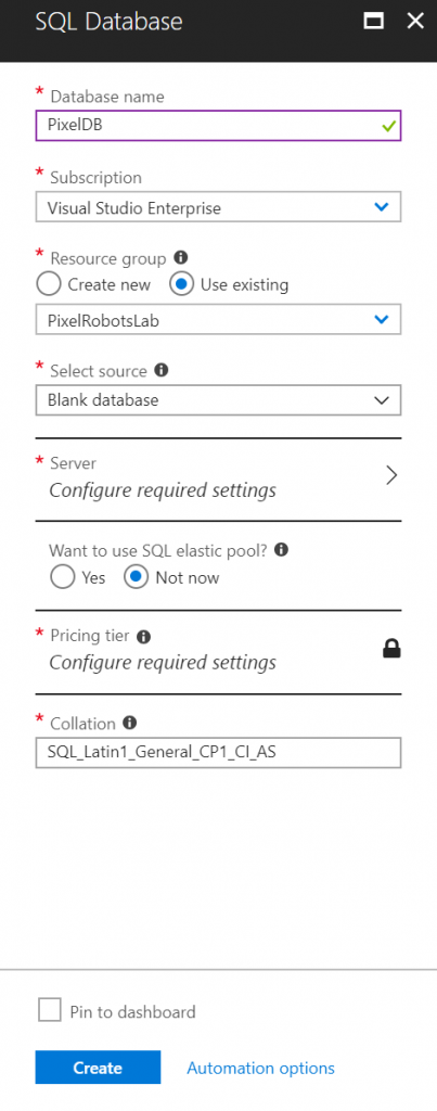 Step by Step guide to creating an Azure SQL Database - Pixel Robots.